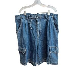 Vintage Y2K 90’s Bill Blass Cargo Blue Jean Shorts Jorts Size: 20W Waist: 38
